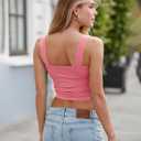 Abardsion Women's Sexy Sleeveless Skinny Basic Strappy Crop Tank Tops (Pink, M)