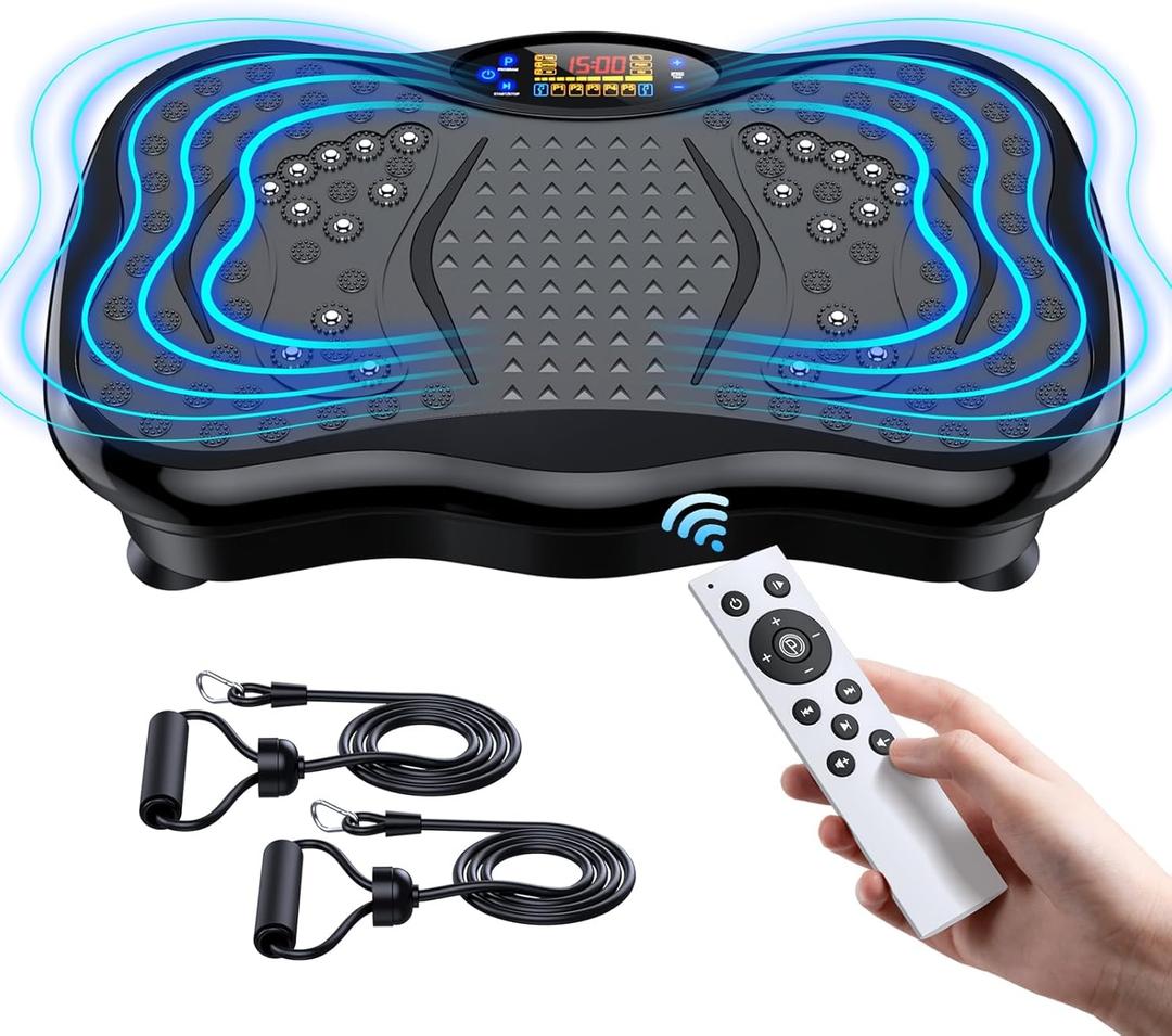 Vibration Plate Exercise Machine, Lymphatic Drainage Machine for Weight Loss, Lymphatic Drainage & Muscle Recovery, Multiple Speeds with Bluetooth & Remote, Max User Weight 330lbs (Pure Black)