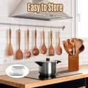 Wooden Spoons for Cooking, 12PCS Teak Wooden Kitchen Utensil Set with Spoon Rest - Smooth Finish, Non-Stick, Comfortable Grip, Heat Resistant Cooking Utensils Set