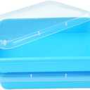 Sensory Bin Sand Tray with Lid for Toddlers 2 Pcs 15in Portable Sandbox Toy Large Plastic Tray for Kids 3 4 5 6 Fill with Sand, Water, Beads, and More (2 Blue)