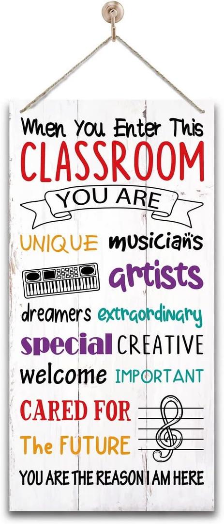 4 x Motivational Classroom Signs Decor, Hanging Wood Sign Classroom Dcor, Music Wood Wall Art, Music Education, Music Classroom Dcor Sign, Institution Welcome Dcor Sign, Gift For Music Teacher
