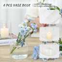 SUPMIND Glass Cylinder Vase Set of 6 for Centerpieces, 5 Inch Short Clear Flower Vases Bulk, Glass Hurricane Candle Holder for Table, Floating Candle Vases for Wedding Home Dcor