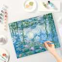 TAOPAOLAB Impressionist Paint by Numbers Kit for Adults - DIY Water Lilies with Hanging Willow Painting on Canvas 16x20In, Framed Acrylic Paint Set for Beginners, Monet-Inspired Art Kit for Home