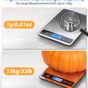 Food Scale - 15kg/33lb Digital Kitchen Scale with Full-View LCD Display, Grams and Ounces, Easy Clean Stainless Steel, 6 Units with Tare Function, Precise for Baking, Cooking & Meal Prep, Black