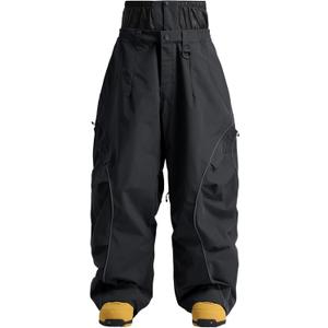 GSOU SNOW Mens Snowboard Pants Waterproof Women Baggy Ski Pants Reflective Stripe Insulated Winter Snow Pants (Medium, Black)