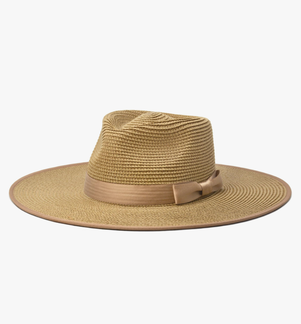 FLUFFY SENSE. Unisex Wide Brim Sun Hat Straw Panama Rancher Fedora Hat for Men Beach Hat for Women