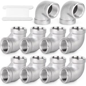TAISHER 10PCS 304 Stainless Steel 90 Degree Elbow Fittings, 1/4 Inch NPT Female Pipe to 1/4 Inch NPT Female 304 Stainless Pipe Fitting