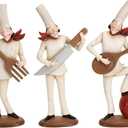 Deco 79 Polystone Chef Decorative Sculpture Home Decor Statues with Musical Instruments, set of 3 Accent Figurines 8" x 3" x 14", White