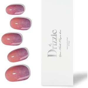 Drizzle Semi Cured Gel Nail Strips, Real Nail Polish Art Stickers (UV Light Required),Glitter, Solid Color, Full Wraps Long Lasting Waterproof, Nail Strips Decal for Women (Nadia) (1)