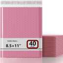 8.5x11 Inch Bubble Mailer 40 Pack, Waterproof Padded Envelopes with Strong Self-Seal Adhesive, Cushioning Shipping Bags with Bright Color for Small Business - Pink