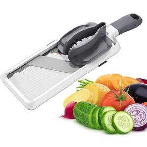 ZKIRON Multi Handheld Mandoline Slicer - Adjustable Stainless Steel Blade, Comfort Grip, Safety Features, Easy to Clean, Ideal for Speedy Slicing of Fruits and Vegetables (Gray)