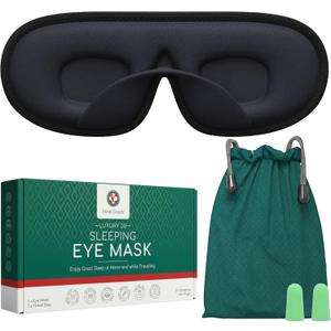 Medi Grade Cotton Sleep Mask with 3D Eye Memory Foam - Travel Sleeping Mask for Women and Men with 2 Ear Plugs and Storage Bag - Blackout Light Blocking