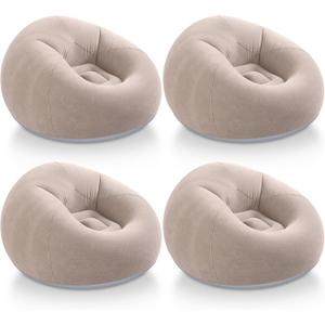 Realspring Inflatable Bean Bag Chairs Outdoor Blow up Camping Chairs Inflatable Lazy Sofa Folding Portable Bean Bag Loungers Couch for Movie Night(Coffee,4 Pcs)