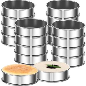 KUAYB 16packs English Muffin Rings Crumpet Rings 4 Inch Stainless Steel Double Rolled Tart Ring Nonstick Metal Round 4'' Ring Molds for Baking Cookies, Pancake