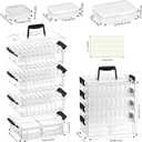 Stackable Bead Storage Organizer, 88 Small Plastic Containers with Lids, 4-Layer Clear Bead Organizer Box, 3 Sizes, Portable, for Jewelry and Crafts