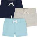 Gerber Baby Boys' 3-Pack Pull-on Knit Shorts (2T, Blue & Gray)