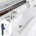 Bathroom Sink Drain with Lift Rod, Pop up Sink Drain Stopper with Lift Rod, Universal Sink Drain Stopper with Overflow, for Bathroom Vanity Sink, Lavatory, Fit Most Drains (Brushed Nickel