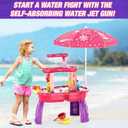 HYES Water Table for Toddlers 3-5, 3-Tier Kids Splash Sand Table Water Toys with Umbrella, Rain Showers Splash Pond for Outdoor Beach Backyard Summer, Activity Sensory Playset for Boys Girls, Red