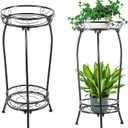 1-Pack Plant Stand Indoor Outdoor,Tall Black Metal Rustproof Stable Plant Stands,2 Tier 27.1 inch Multiple Plant Rack for Planter Corner Garden Living Room & Garden