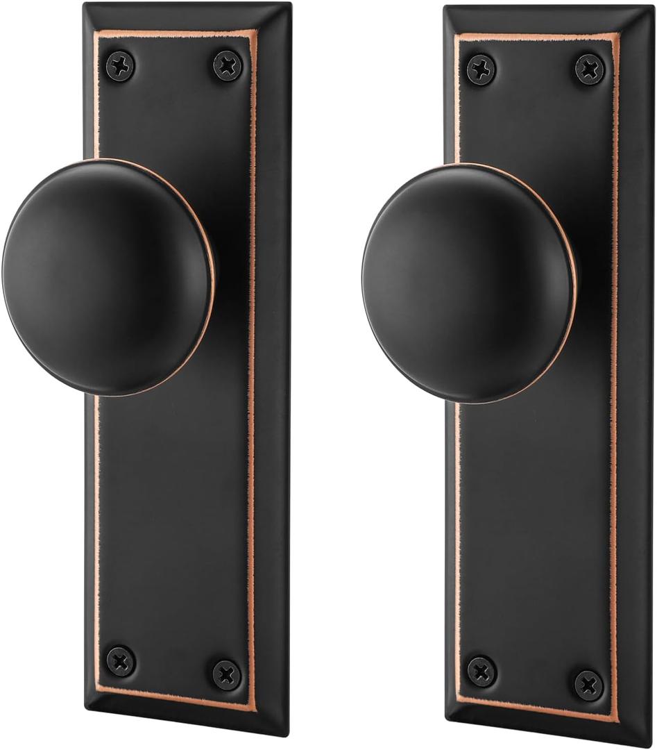 Dummy Door Knob Interior, Inactive Door Knobs for Closet, Antique Bifold Door Knobs Replacement, Single-Side Dummy Old Style Door Handle, Oil Rubbed Bronze, 2 Pack (Dummy(2 Pack))