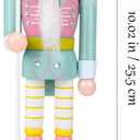 2 x Christmas Nutcracker Figure Ornament, 10 Inch Wooden Pastel Candy Nutcracker Soldier Christmas Decor for Holiday Tabletop Display Collectible Decoration