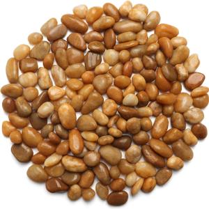 5 Lbs River Rocks for Plants,0.8-1.5 Inch Decorative Ornamental Pebbels, High Polished Stones for Garden Landscaping, Smooth Gravel Filler for Outdoor Plants, Succulents, Fish Tank and Vases, Yellow