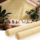 Juexica 2 Pcs Natural Bamboo Wall Panel for Interior Wall 48''x96'' Bamboo Covering Renewable Pole Wainscoting Room Divider Wrap Decor for Bedroom Living Room Kitchen Island Office (Raw)