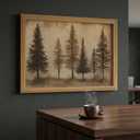 Vintage Pine Trees wall art,Retro Farmhouse Wall Decor Art Pictures,Country Nature-InspiredLandscape Canvas Posters Prints for Living Room, Bedroom,Cabin,Wood Frame 16x24in