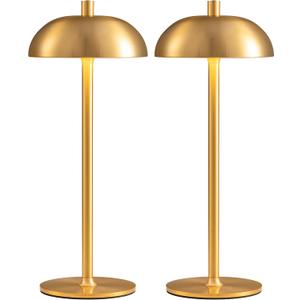 Cordless LED 12" Small Table Lamps Set of 2, Modern Portable Desk Lamp, 3 Color Dimming Rechargeable Battery Lights, for Bedroom, Outdoor, Restaurant, Bedside, Baby Night Light, Gifts (Gold)