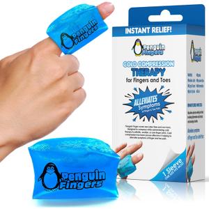 Finger Ice Pack, Finger and Toe Cold Gel Reusable Cryotherapy Compression Sleeve for Injuries, Arthritis, Tendonitis, Gout, or Sprains, No-Toxins and Latex Free. (One Size)