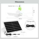 blessny Small Solar Ceiling Fan for Gazebo, 15W Solar Powered Hanging Mini Ceiling Fan for Chicken Coop, Greenhouse, Shed, Patio