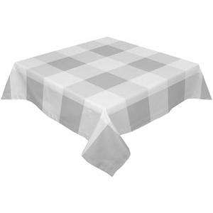 BOBOWUNY White Gray Plaid Square/Round Tablecloths 54x54, Farmhouse Modern Simple Check Table Cloth Table Cover Indoor/Outdoor Tabletop Decor for Wedding Holiday Party Dinner Baby Shower