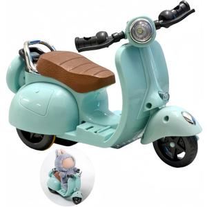 Motorcycles Scooter Toy Doll - with Light and Music, Cute Have a Seat Accessories, Interactive Rotating Decor Desktop Ornaments for Collectors (Blue)