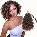 Aoisvk Prelooped GoGo Curl Crochet Hair 8 Inch Only7packs Short Curly Crochet Hair for Women Pre twisted Box Braids with Curly Ends Water Wave Beach Curls Synthetic Boho Hair Extensions Ombre Brown 1B/30