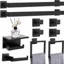 10 Pieces Matte Black Bathroom Accessories Set, Stainless Steel Bathroom Hardware Set, Towel Racks for Bathroom, Wall Mounted 24 Inch Bath Towel Bar Set