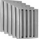 Stainless Steel Commercial Kitchen Hood Filter, Range Hood Baffle Grease Filter for Restaurant Exhaust Hoods, UL/NSF Listed, 19.5 W x 15.5 H Inch 4 Grooves Hood Filters（5 Pack）