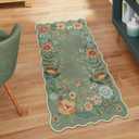 Lahome Floral Rugs for Entryway, 2x4 Washable Kitchen Rugs Ultra-Thin Soft Rug, Non Slip Indoor Door Mat Stain Resistant Boho Small Throw Carpet for Bathroom Bedroom Flore (2x4ft,Green)