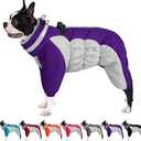 AOFITEE Dog Coat Warm Dog Puffer Jacket for Winter, Windproof Dogs Coat with Harness Built in, Reflective Turtleneck Dogs Winter Jacket Snowsuit, Full Body Fleece Coats for Small Medium Large Pet, Size M