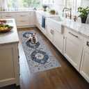 2x5 Washable Hallway Runner Rug: Indoor Farmhouse Entryway Kitchen Rugs Oriental Thin Non-Slip Water Resisitant Carpet for Bathroom Laudry Ultra Soft Floor Mat for Living Room Bedroom(2X5,Blue)
