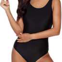 American Trends One Piece Swimsuit Women Criss Cross Back Color Block Print Bathing Suits Athletic Modest Swimwear (10-12)