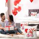 2Pcs Valentine's Day Throw Pillow Covers 18"x 18" Valentines Embroidered Red Heart Love Pillow Covers Farmhouse Decorative Cushion Cases for Couch Sofa Bed Living Room Bedroom Decor Gift