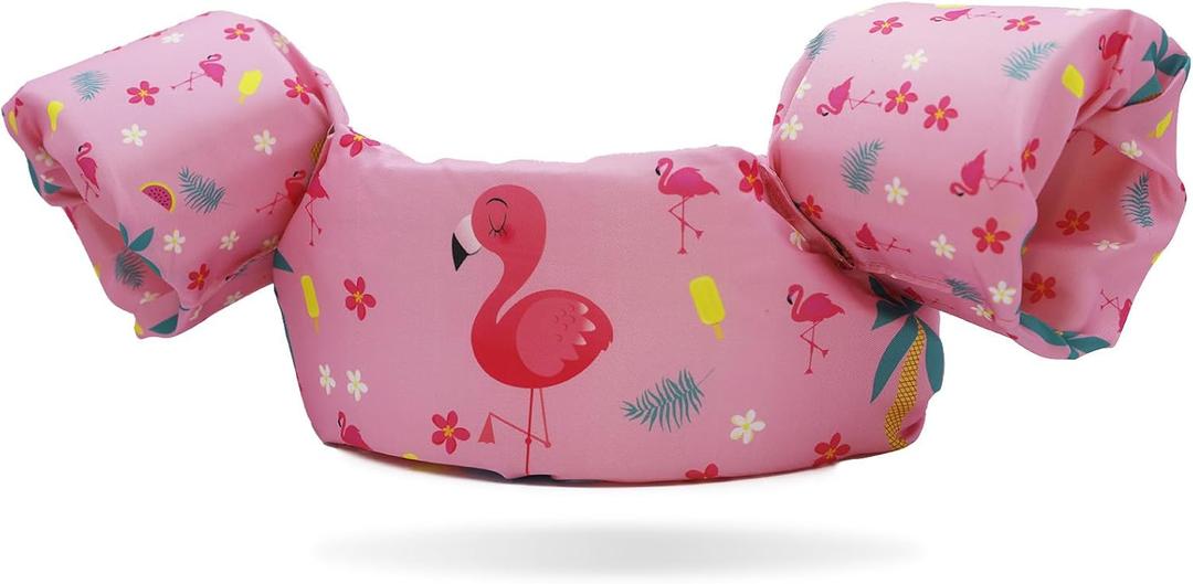 Toddler Kids Swim Life Vest, Girls and Boys Swim Vest Swimming Training Life Jacket, Children Swim Vest for Puddle/Beach,Play Like Jumper (Flamingo)