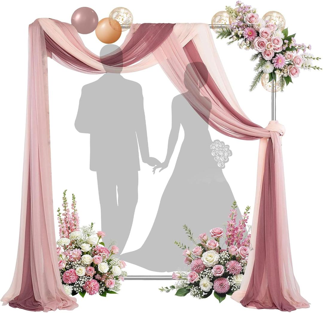 Wedding Arch Backdrop Stand for Ceremony, 7x6 FT Large Square Metal Arch Frame No Fall, Rectangle Archway for Party, Garden, Anniversary, Birthday, Baby Shower, Outdoor Balloon Decor, Stainless Steel