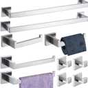 Bathroom Hardware Set 10 Piece Brush Nickel Bathroom Accessories Set SUS304 Towel Bar Set Includes 2 Towel Bar 24 Inch+2 Towel Holder+2 Toilet Paper Holder+4 Towel Hooks (10, Brushed Nickel, 24 Inch)