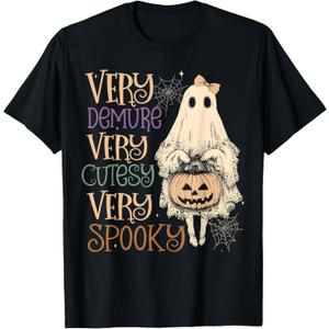Very Demure Very Cutesy Very Spooky Funny Halloween Ghost T-Shirt, S