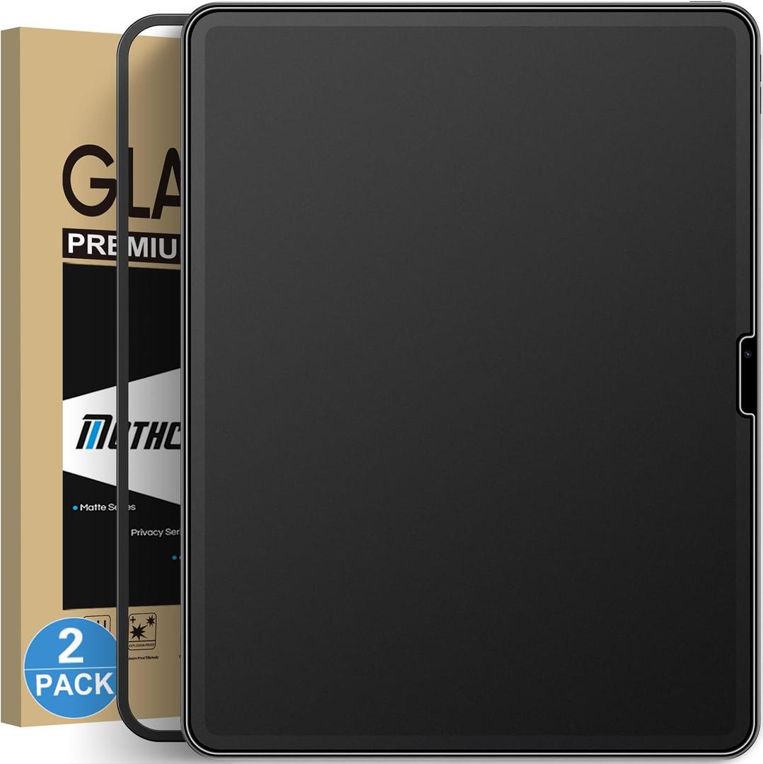Mothca 2 Pack Matte Glass Screen Protector for iPad Air 13-inch M3 2025 / M2 2024 (7th/6th Generation) with Easy Installation Frame, Anti-Glare & Anti-Fingerprint Tempered Glass Film, Smooth as Silk