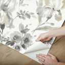 RoomMates RMK12298PL Iris Peel and Stick Wallpaper, Grey, Taupe
