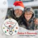 6 x Deer Christmas Ornament 2025 - Funny Gifts for Men, Women, Friends, Coworker, Double Sided Ceramic Deer Hunting Ornament as Gift for Nature Lover Woman, Animal Lover Gifts