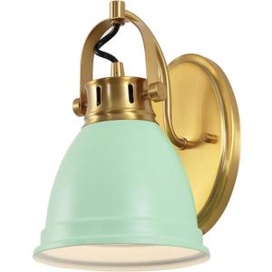 JONATHAN Y JYL1114D Phineas 7" 1-Light Adjustable Farmhouse Bohemian Iron LED Vanity Light, Mint Green/Brass Gold for Bedroom, Living Room, Kitchen, Home Office, Kids Room