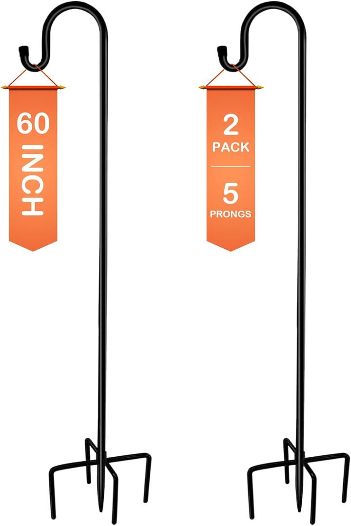 7 x Ottsuls Shepherd-Hooks 60" Adjustable for Bird-Feeder Lantern Plant-Hook Garden-Stake - Plant Stand Hanger for Outdoor Flower Basket, Bird Feeder Hanger Weddings Decor (2 Pack)